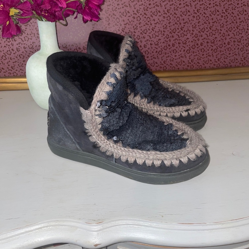 MOU WOMAN ANKLE SEQUIN BOOTS BOOTIES WINTER Size 6-7 - Picture 9 of 15